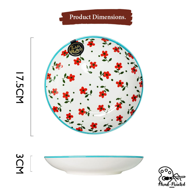 Table Matters - Polka Floral - Hand Painted 7 inch Coupe Plate