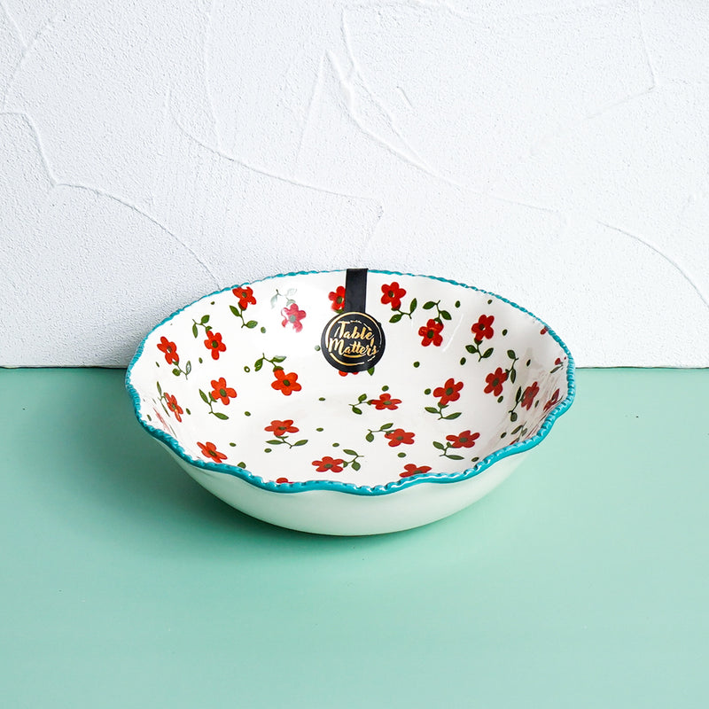 Table Matters - Polka Floral - Hand Painted 7inch Scallop Lace Bowl