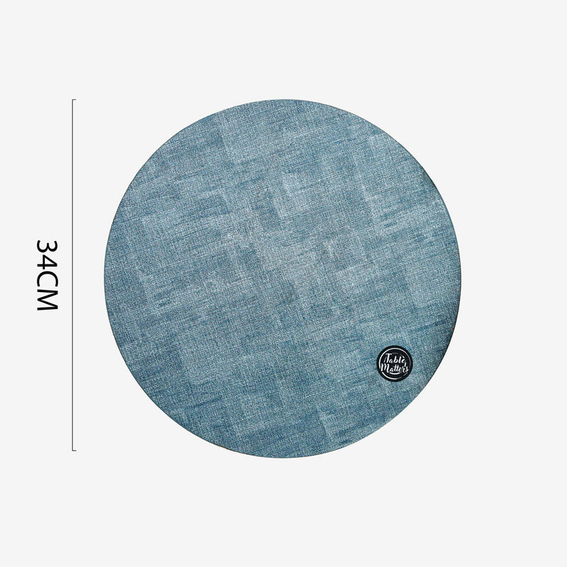 Table Matters - Patches Round Placemat - Blue (PVC Leather)