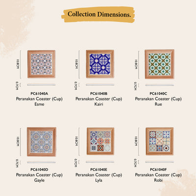 Table Matters - Bundle Deal - Assorted Peranakan Cup Coaster 4PCS Set