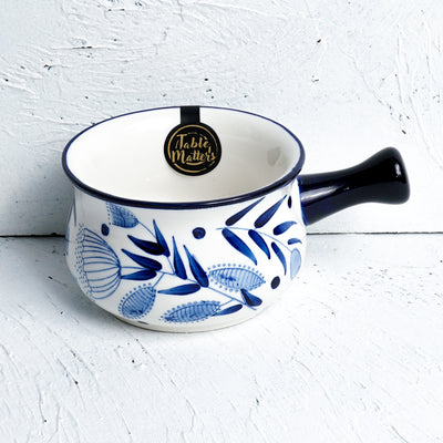 Table Matters - Rosemary Blue - Hand Painted 4.5 inch Sauce Pot with Handle