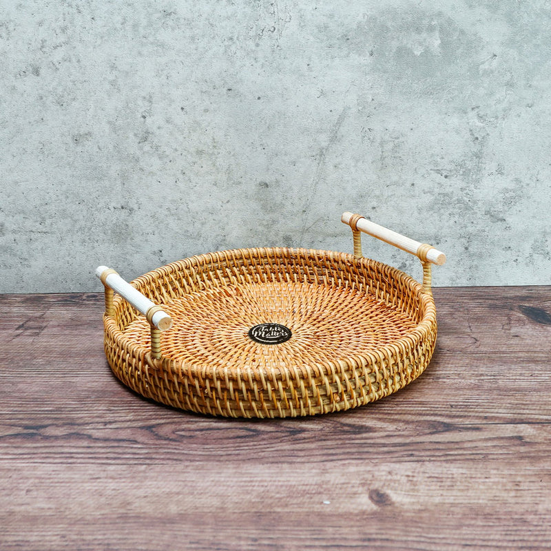 Table Matters - 8.5 inch Round Rattan Serving Tray
