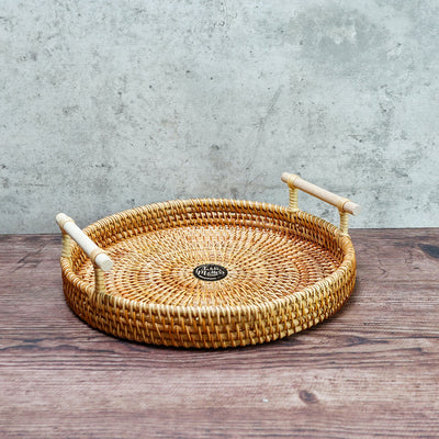 Table Matters - 9.5 inch Round Rattan Serving Tray