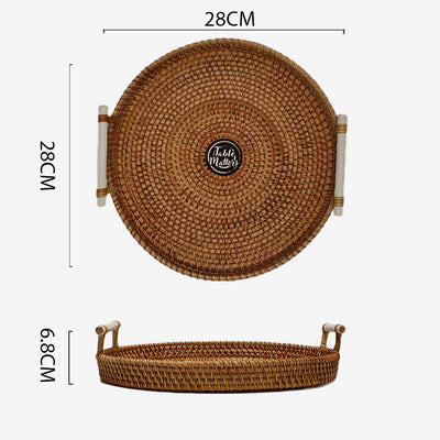 Table Matters - 10.5 inch Round Rattan Serving Tray