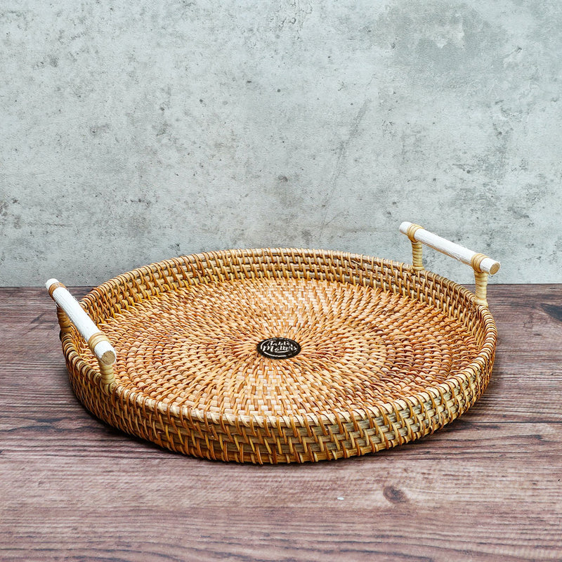 Table Matters - 10.5 inch Round Rattan Serving Tray