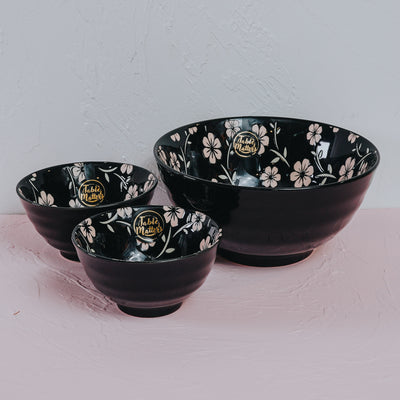 Table Matters - Sakura Ebony - Hand Painted 8 inch Threaded Bowl