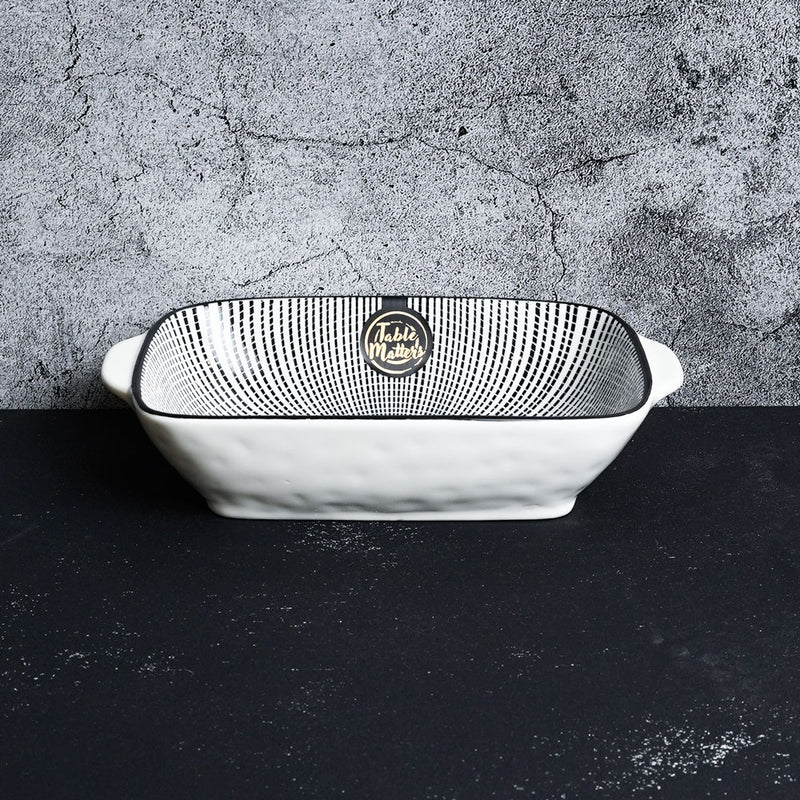 Scattered Lines - 8.5 inch Baking Dish With Handles - Table Matters
