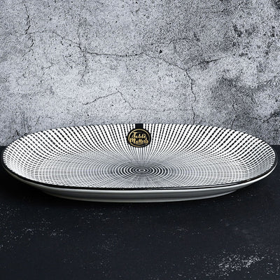 Scattered Lines - 12 inch Oval Shaped Plate - Table Matters