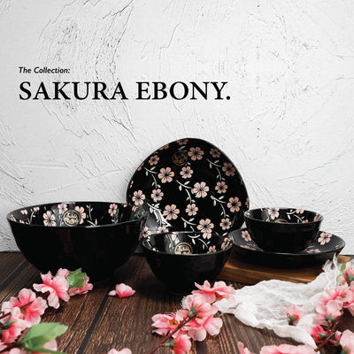 Table Matters - Sakura Ebony - Hand Painted 7 inch Coupe Plate
