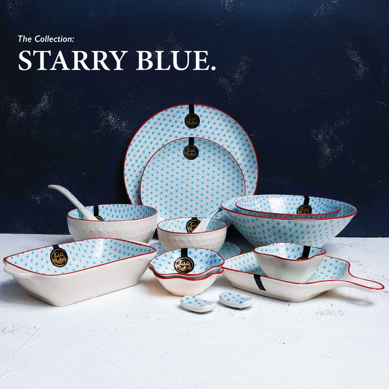 Table Matters - Starry Blue -  6 inch Square Plate With Handle