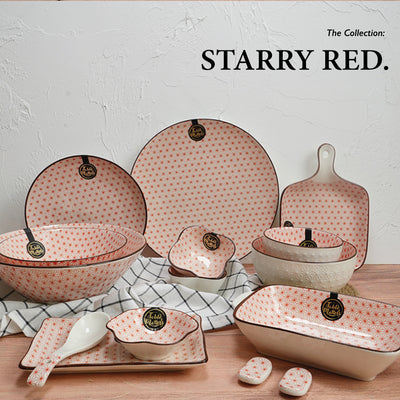 Table Matters - Starry Red - 6 inch Dessert Plate / 8 inch Rice Plate / 10.5 inch Dinner Plate
