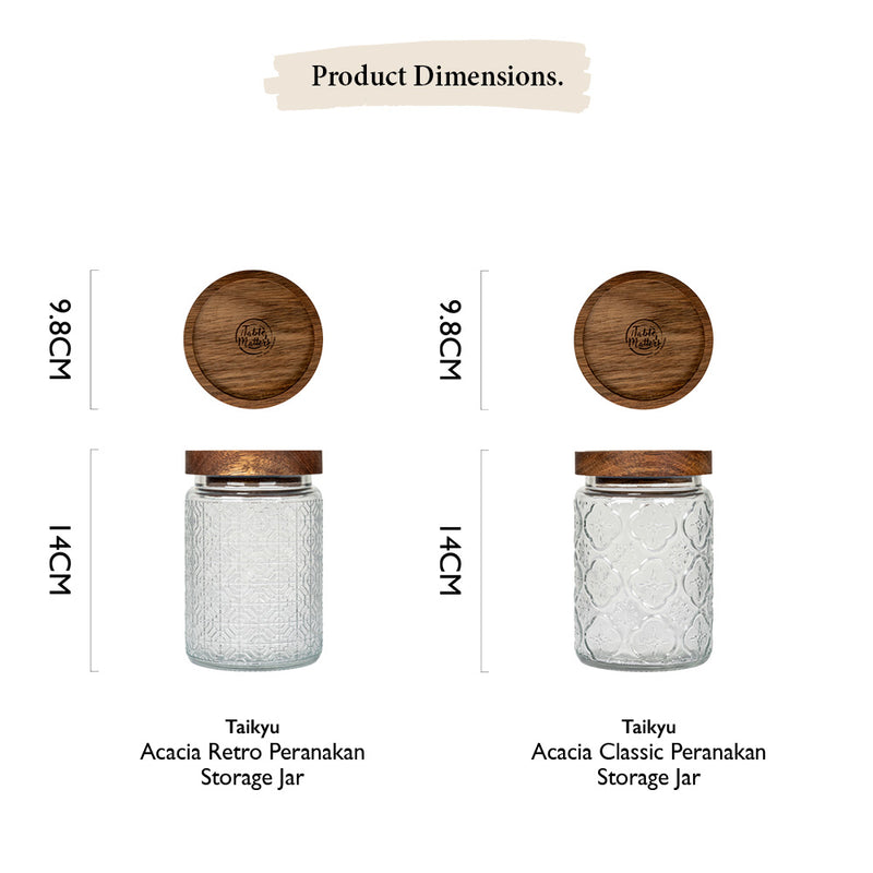 Table Matters - Bundle Deal - TAIKYU Acacia Airtight Peranakan Storage Jar - Set of 2