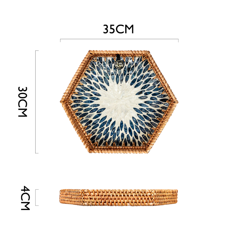 Table Matters - ORNATE Lunar Rattan Hexagon Serving Tray (Small)