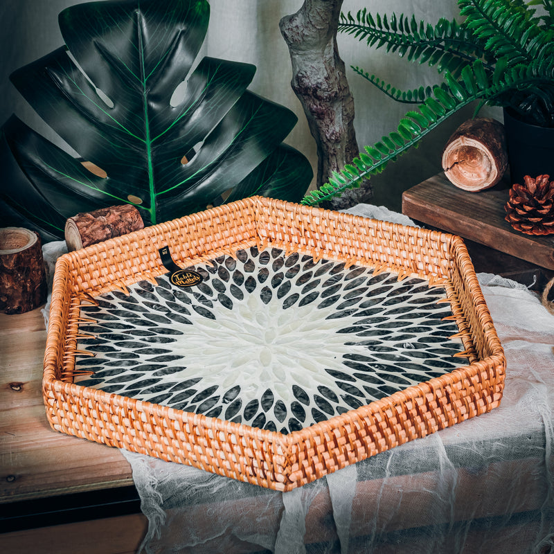Table Matters - ORNATE Lunar Rattan Hexagon Serving Tray (Large)