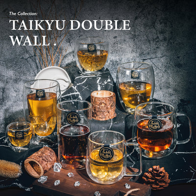 Table Matters - Bundle Deal - Taikyu Double Wall Glass and Peranakan Coaster 8PCS Drinking Set