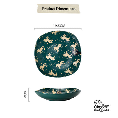Table Matters - Unicorn Green - Hand Painted 8 inch Square Plate