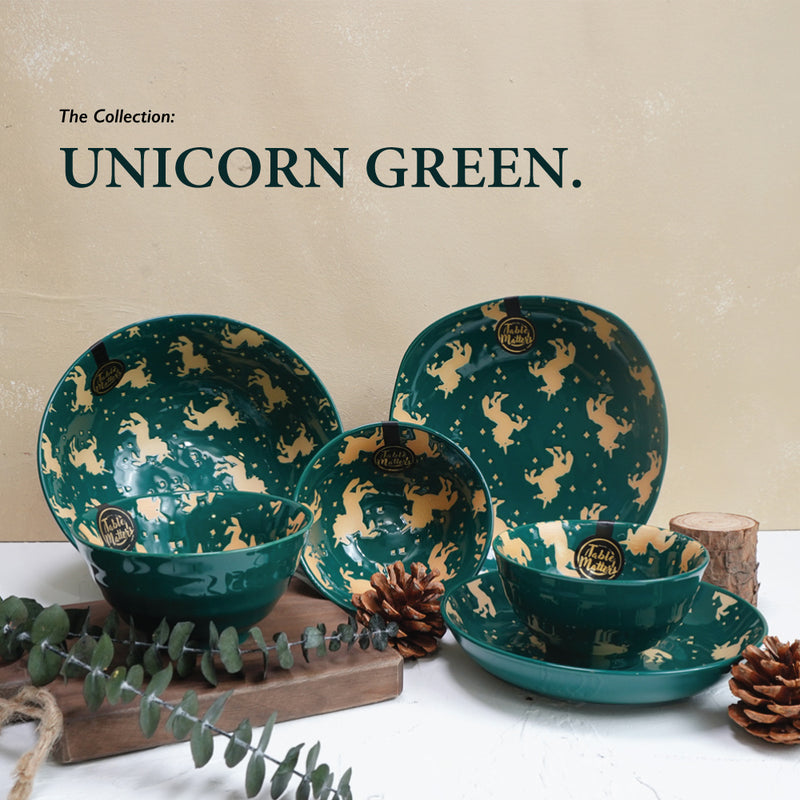 Table Matters - Unicorn Green - Hand Painted 8 inch Threaded Bowl