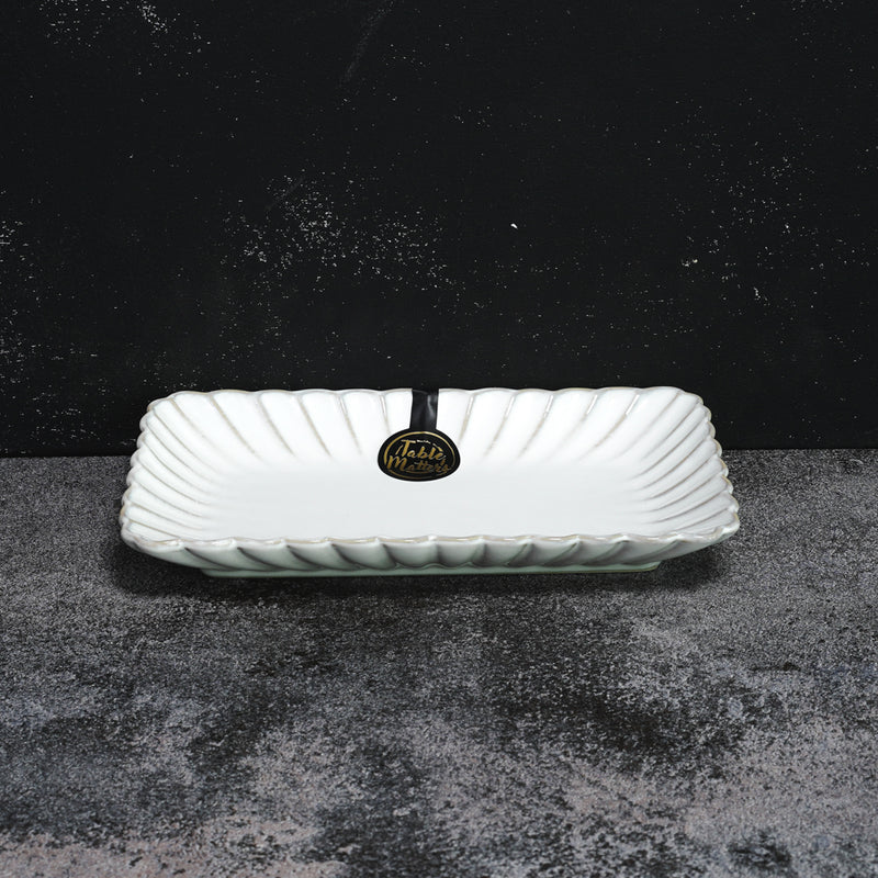 Table Matters - White Scallop - 8 inch Rectangular Plate