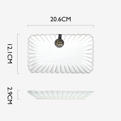 Table Matters - White Scallop - 8 inch Rectangular Plate
