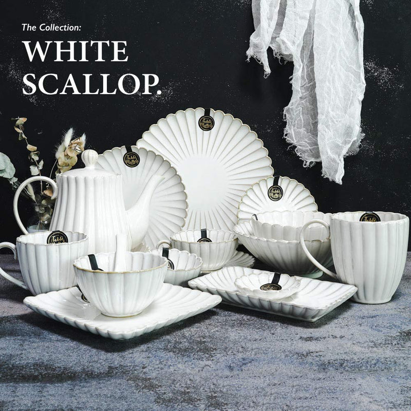 Table Matters - Bundle Deal - White Scallop 14PCS Dining Set